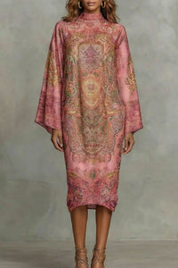 Marélienne – Motivo floreale barocco – Abito kimono midi