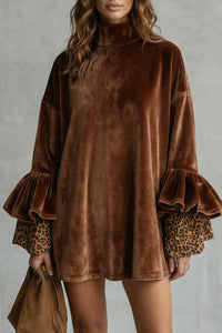 Velanique – Ruffle Sleeve Detail – Mini Velvet Dress