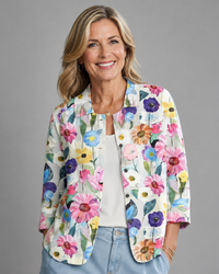 Rosa | Hand-Painted Floral Point-Collar Blouse