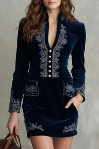 Elarine – Eleganza in velluto ricamato – Miniabito aderente