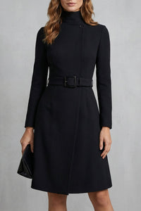 Nivara – Asymmetrical Belted Midi Flared Dress