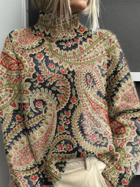 Elinor | Maglione a collo alto con motivo cachemire decorato