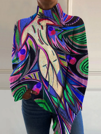 Coralynn | Top a collo alto astratto artistico