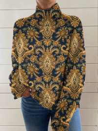 Della | Maglione a collo alto con motivo cachemire decorato