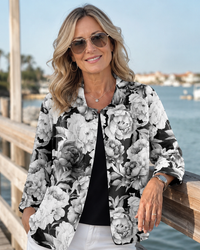 Gloria | Monochrome Floral Relaxed Open Shirt