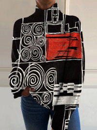 Selma | Maglione a collo alto con arte astratta