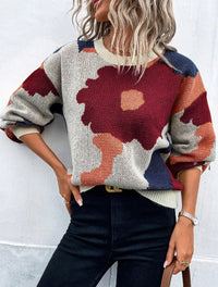 Camila | Maglione in maglia con motivo floreale artistico