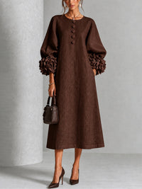 Beverly | Abito midi con polsini a rosellina