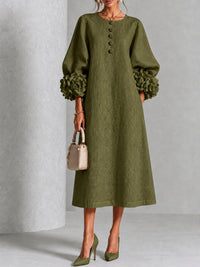 Wilhelmina | Vestito midi con polsini floreali