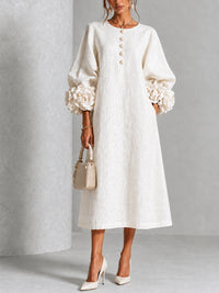 Henrietta | Abito midi abbottonato con polsini floreali
