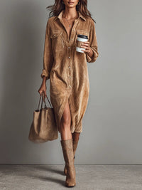 Calista | Vestito midi abbottonato effetto soft touch
