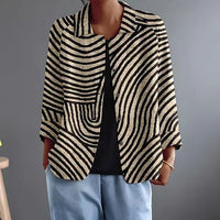 Elaine | Curved Stripe Relaxed Open Shirt