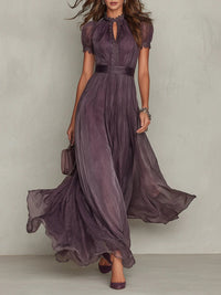Myriam | Abito lungo in chiffon e pizzo