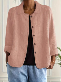 Barbara | Crinkled Clay Pink Point-Collar Blouse
